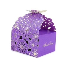  50Pcs/Set Flower Butterfly Hollow Candy Box Cookie 50 Count (Pack of 1) Purple