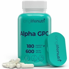 Alpha GPC Choline Supplement 600mg   180 Vegetarian Capsules, High Purity...
