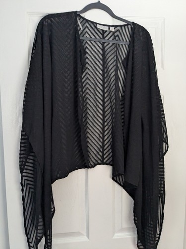 NWT Bisou Bisou Michele Bombot Chevron Boho Flowy Sheer Open Duster Wrap Size L - Picture 4 of 9