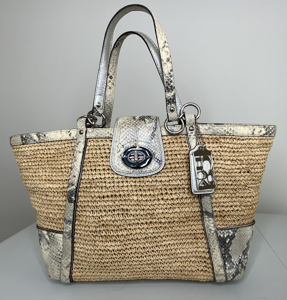 Coach Hampton's Python Straw Turn Lock Tote #19359 | eBay