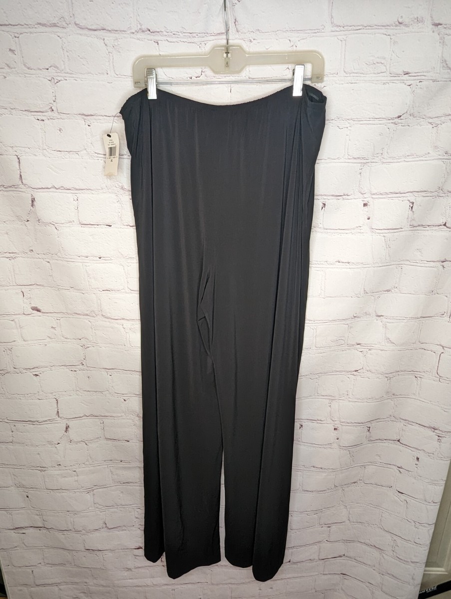 Anne Klein Women's Black Wide Leg Stretch Side Zip Dress Pants Size XL |  eBay