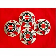 Tapacubos centrales cromados para Ford F150 Bronco Van 1980-1996 4 piezas centro rojo