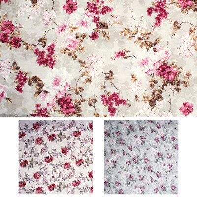 Tissu Loneta En Coton Imprimé Feuilles - Motif Floral Décoration Maison - 280 Cm De Large