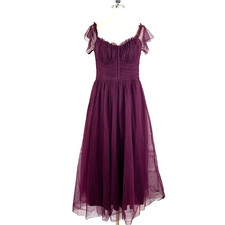 Lulu's Dress L Regal Radience Tulle Bustier Burgundy Swiss Dot Fairy Whimsy Goth