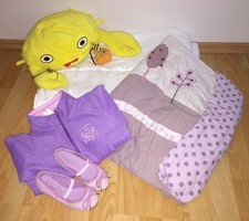 Bettdecke und Bettdeckenbezug 100 x 120 Puppe Kuscheltiere Fleecejacke Ballerina