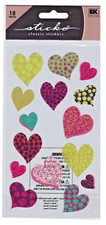 New pack Pattern Hearts Sticko Scrapbook Stickers LOVE Glitter