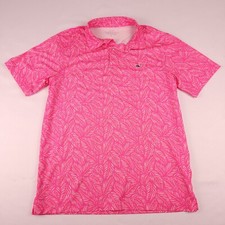 Vineyard Vines Performance Polo Shirt Golf Leaf All Over Print Men's Size S Pink