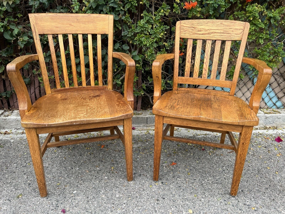 Vintage Mission Solid Hard Wood Banker Office Chair eBay