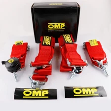RED OMP 4 Point 3" Racing Seat Belt Quick Release Seatbelt Snap-On Harness