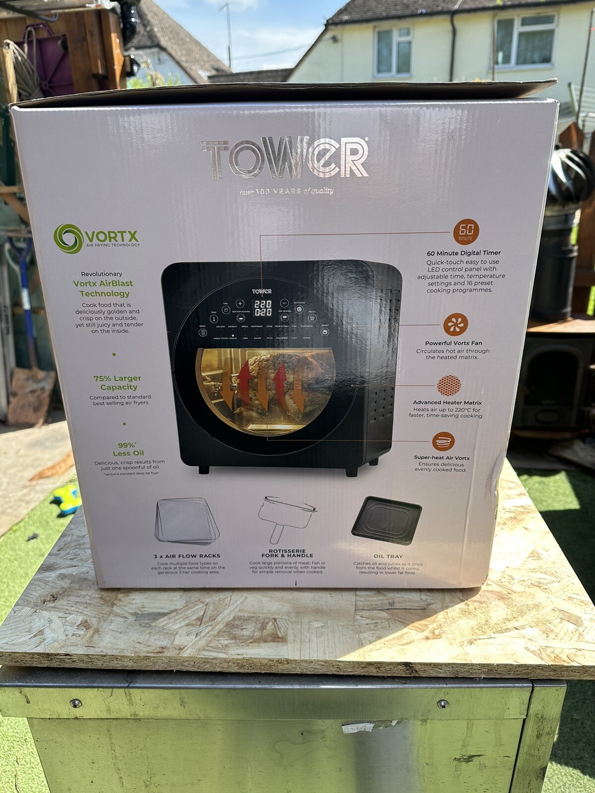 T17051BLK, Vortx XL 14.5L 5in1 Digital Air Fryer Oven with Rotisserie