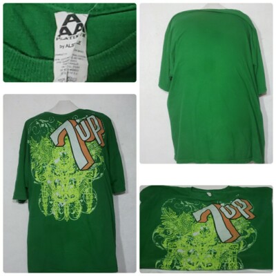 Vintage 7up T Shirt  100% Cotton 2XL  Swirl Design Very Rare