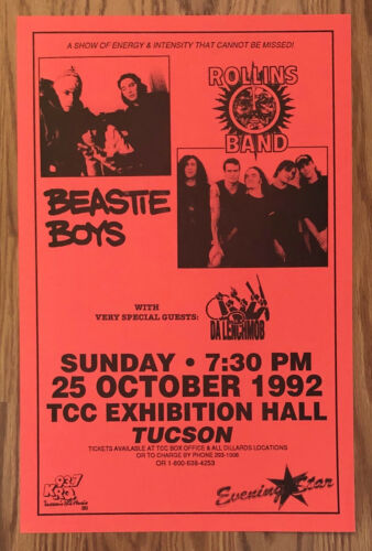 Beastie Boys And Rollins Band Red Promotional Concert Poster 1992 | eBay