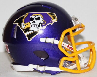 ecu football helmet for sale East Carolina Pirates Matte White Throwback Riddell Speed Replica Full Size scale replica of one of the most popular new helmet introductions in Riddells history Black Mini ECU Football Helmet