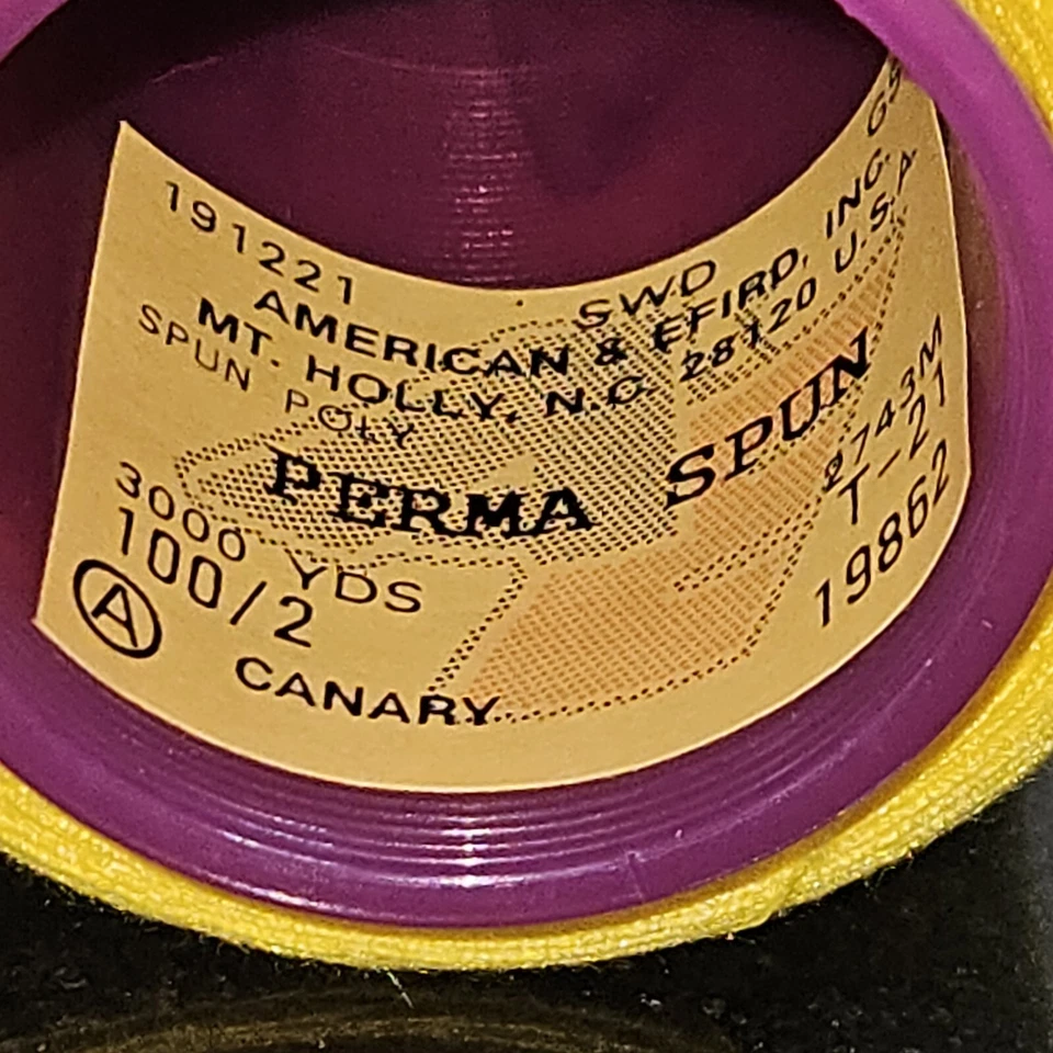 American & Efird Thread Lot Canary Yellow 2 @ 3000 Yard Spools Perma Polyester - Image 4 of 4