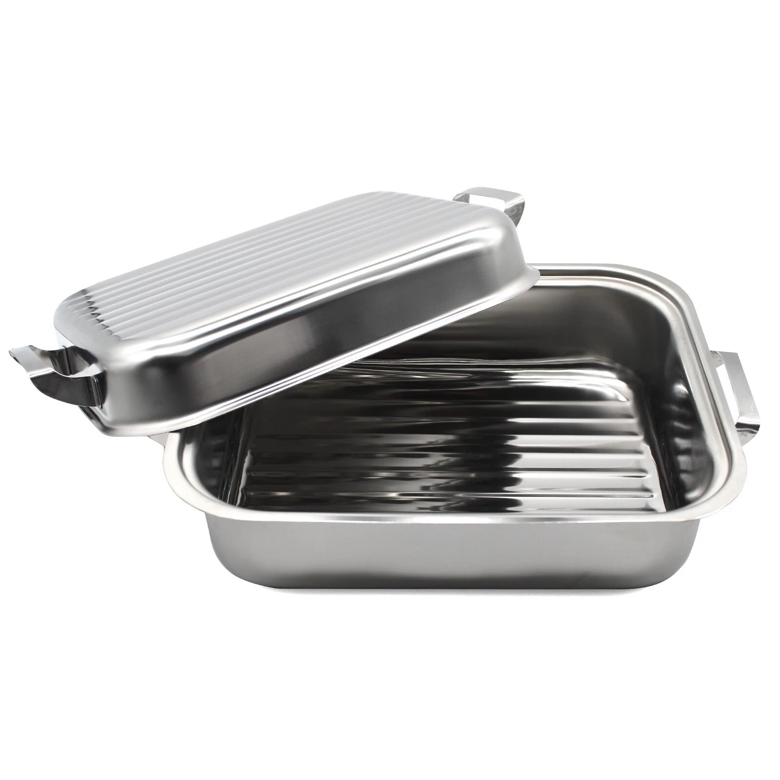 2 in 1 Stainless Steel Roasting Trays Pan Tin Oven Cooking or Barbecue Baking
Opens in a new window