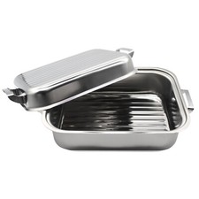 2 in 1 Stainless Steel Roasting Trays Pan Tin Oven Cooking or Barbecue Baking