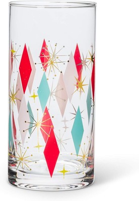 Abbott Collection Home 27-BOWLERAMA-HB Diamond Highball, 6.5 inches high, Pink