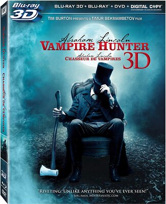 Abraham Lincoln Vampire Hunter 3D - New 3D + BluRAY + DVD - 3 Disc Set