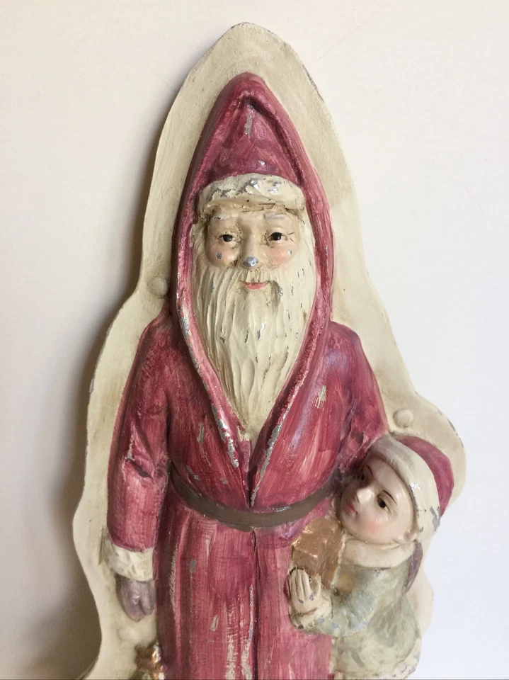 Tin Style Belsnickle Santa Claus Tree with Boy Silver Resin Chocolate Mold  - Image 3 of 4