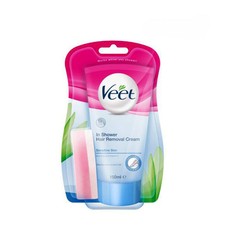 Image of VEET In Shower Hair Removal Cream + Sponge for Sensitive Skin 150ml 5 fl oz
