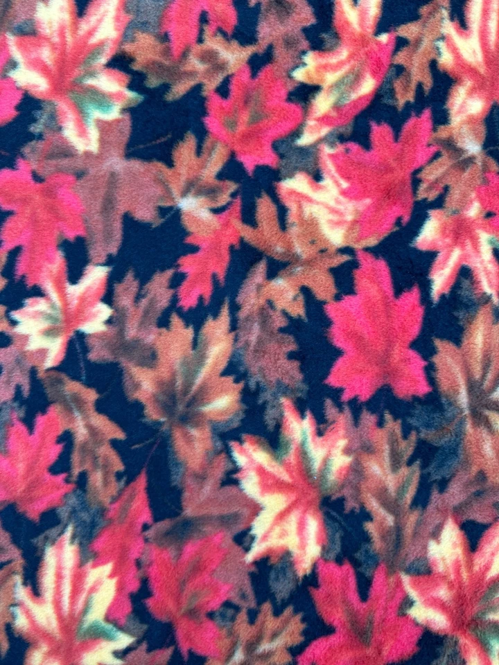 David Textiles Inc. Multicolor Fall Maple Leaves Print Fleece Fabric Remnant - Image 2 of 4