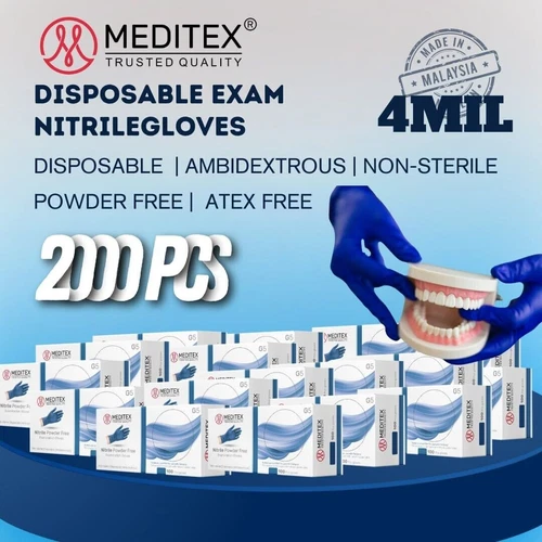 MEDITEX® Exam Nitrile Disposable Gloves Blue Powder-Free 4mil 2000 PCS