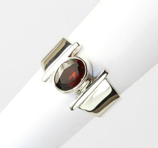 Ring Silber 925 echter Granat / Sterlingsilber / Handarbeit