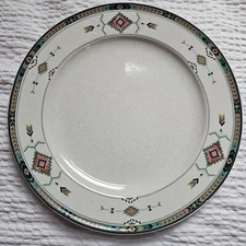 STUDIO NOVA ADIRONDACK  11" Dinner Plate  Indonesia Green Aztec Pattern