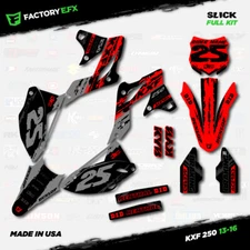 Gray & Red Slick Racing Graphics Kit fits 13-16 Kawasaki Kxf250 Kxf 250 Decal