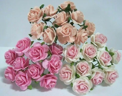 20x Mulberry paper Roses Flowers 2cm /20mm varied colours card making 51 Colours