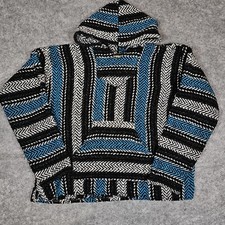 Baja Joe Mexican Baja Hoodie Poncho Style Pullover Made in Mexico Size Small