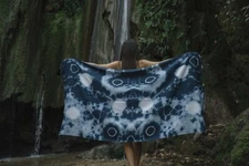 Shibori Tie dye Navy Blue Beach Towel