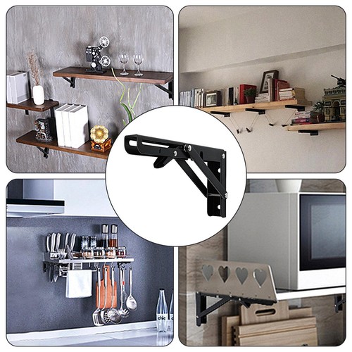 Folding Shelf Bracket 2Pcs Heavy Duty Foldable Shelf Bracket Metal Wall Mountain - Picture 4 of 15