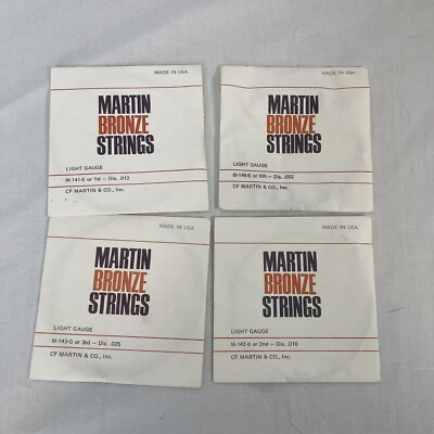 Martin Light Gauge Bronze Guitar Strings USA Made Lot of 4 M143 M142 M146 M141