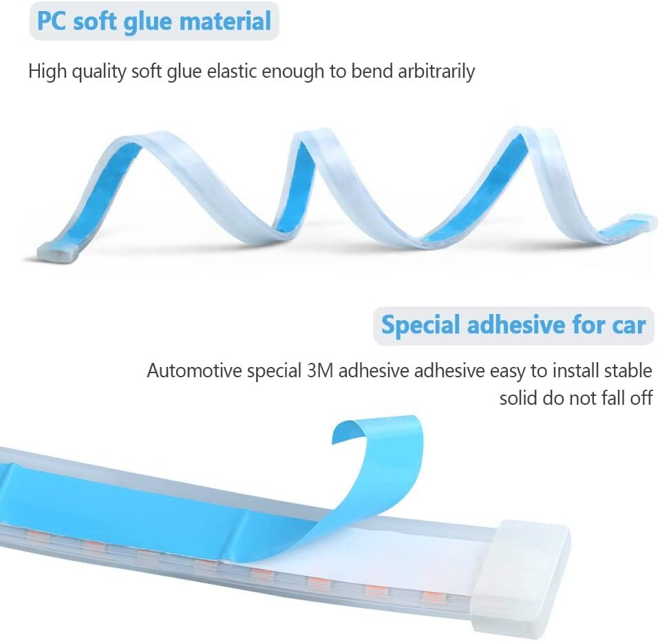 2×LED Daytime Running Light Strip Flexible Dynamic Car LED Hood Light Waterproof