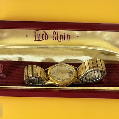 Vintage Lord Elgin Men s Wrist Watch, 556, Serial # E38494, 1940 s With Box