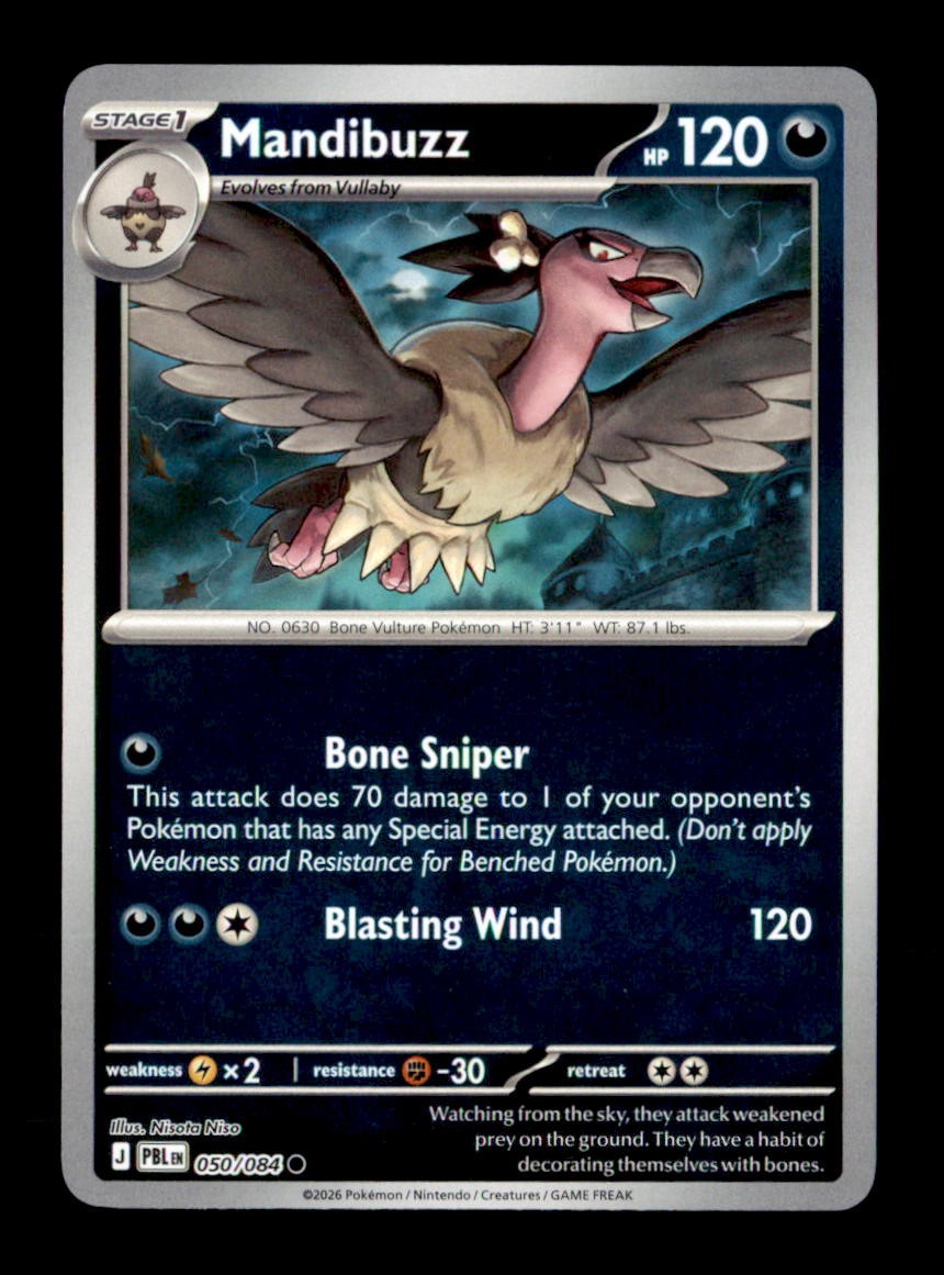 Mandibuzz 050/084 Common Pitch Black Pokemon Reverse Holo Near Mint