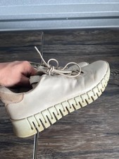 ECCO Sneakers Women 10.5 White Leather Lace Up Walking Comfort Casual Everyday