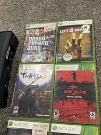 Xbox 360 S Black Console & Games Lot + Controllers - Resident Evil 5/Left 4 Dead