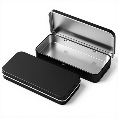 2 Pcs Metal Tin Storage Box Long Rectangular Small Metal Boxes with Lid