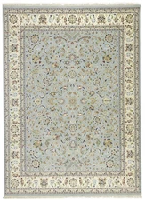 Allover Floral Design Handmade Indo-Nain Oriental Rug Dining Room Carpet 9x12ft