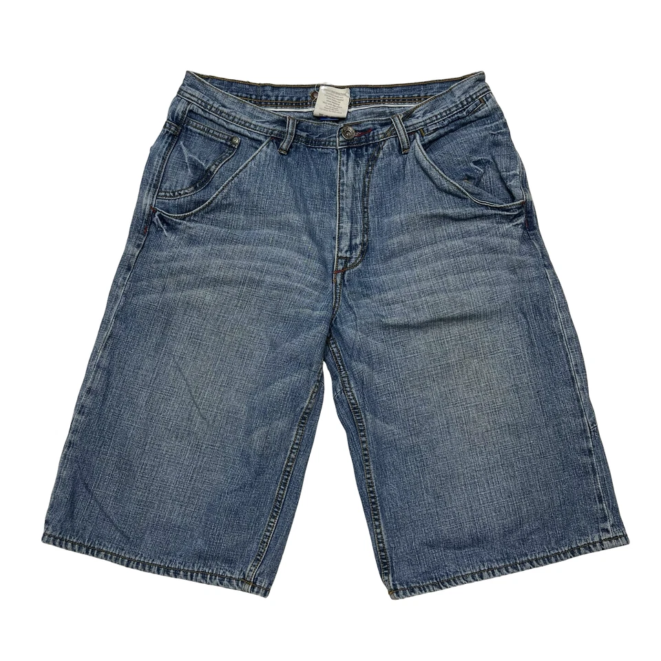 Pantalones Cortos de Denim G-Unit Para Hombres 34 Azul Suelto Hip Hop Jean Bordado Logo Nueva York Y2K Foto 3 de 4