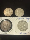 4-Coin Lot • 1950D,52,57D,63D ,Franklin Half Dollars • 90% Silver •