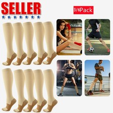 3 Pairs Medical Compression Socks for Women and Men 20-30 mmHg Knee High Socks