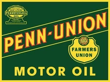 Penn Union Farmers Union Motor Oil NEW Metal Sign: 12x16" Ships Free