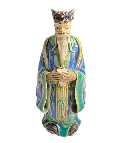 Vintage Handmade Chinese Mudman Figurine Wise Man Holding Book Hand Painted 5” - Picture 2 of 19