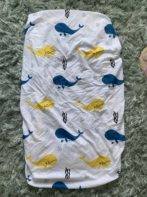 Till You Fitted Crib Toddler Sheet Cute Whales 28 x 52  Coastal Beach Baby
