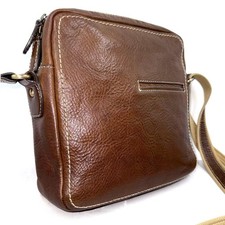 Tsuchiya Kaban Leather Square Shoulder Bag Brown Men Women Adjustable Crossbody