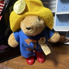 Eden Paddington Bear 30th Anniversary Medium Stuffed Animal Blue Coat Yellow Hat