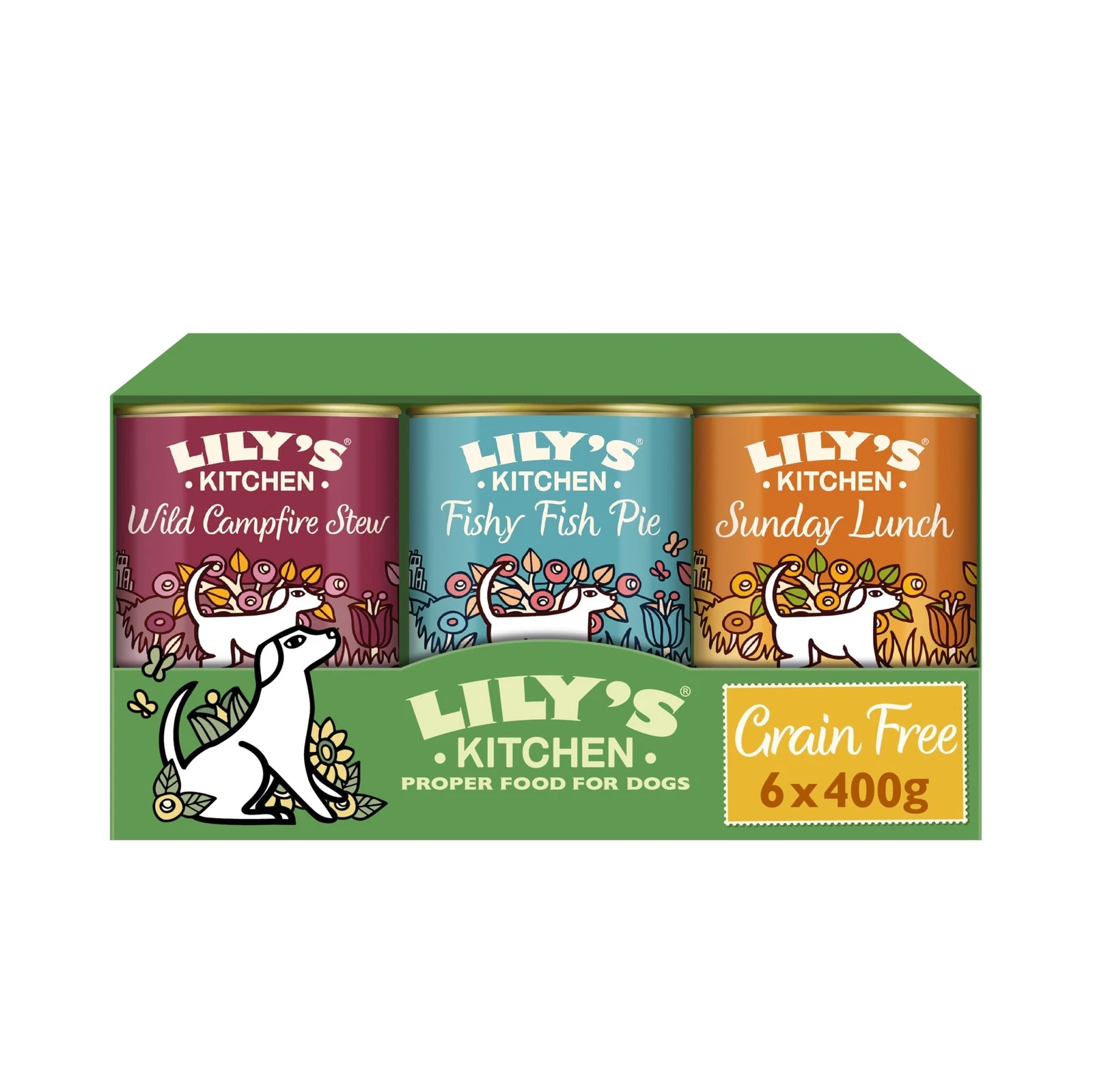 Lily's Kitchen Natural Adult Wet Dog Food Tins Grain-Free Variety Pack 6 x 400g